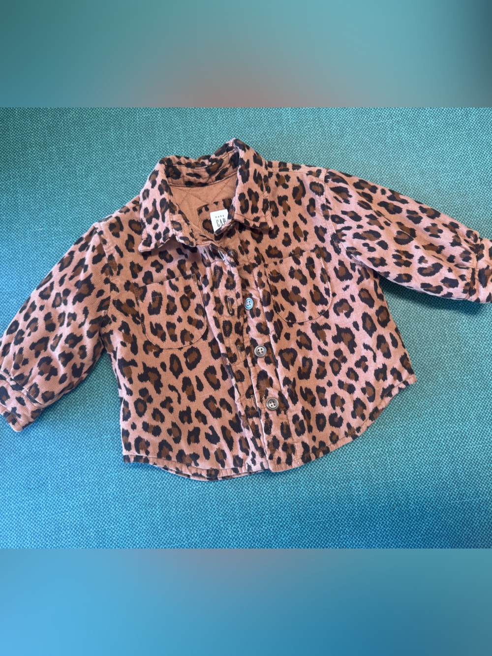 GAP Baby Leopard Print Corduroy Jacket in Rust and Black